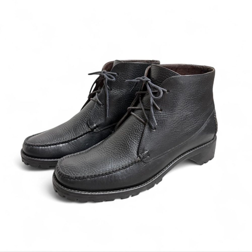 Vintage COLE HAAN Womens Country Black Leather Moc Toe Chukka Ankle Boots Sz 9B